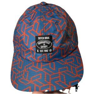 Dutch Bros Geometric‎ Orange/Blue Unstructured Hat Flat Bill NWOT
